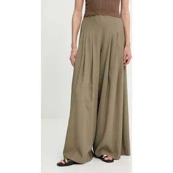 Dámské kalhoty Kalhoty Answear.LAB dámské, zelená barva, široké, high waist 21895.hos 87X, vel. XL