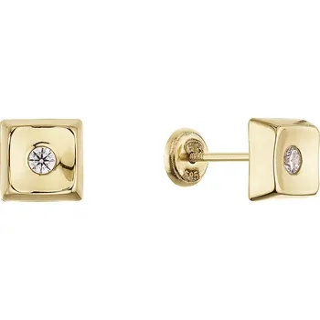 Náušnice Zlaté 14karátové náušnice čtverec se zirkonkem 91Z00067