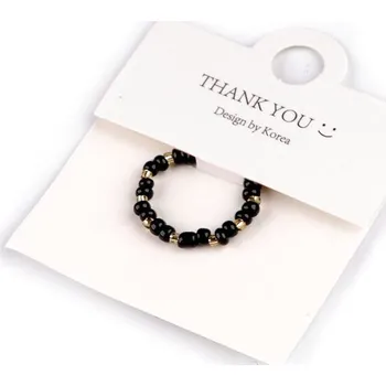 Prsten Prsten pružný z korálků - 8 černá