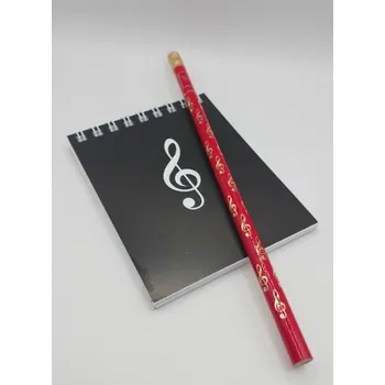 Dárková sada pro holky - černý blok houslový klíč a červená tužka houslový klíč