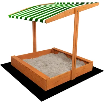 Puzzle SAND TROPIC Dřevěné pískoviště se stříškou 120x120cm (impregnované) zeleno-bílé