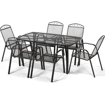 Zahradní sestava VerDesign BABU zahradní set 6+1, černý antracit