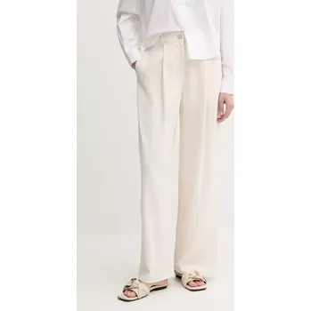 Dámské kalhoty Kalhoty Armani Exchange dámské, béžová barva, široké, high waist, XW000437 AF12749 XW000437.AF12749 01X, vel. 38