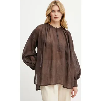 Dámská halenka Lněná halenka Luisa Spagnoli 542157 hnědá 98X, vel. M