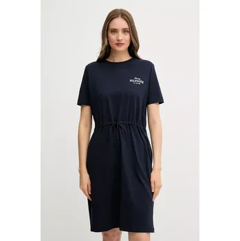 Dámské šaty Bavlněné šaty Tommy Hilfiger tmavomodrá barva, mini, WW0WW45529 59X, vel. XS