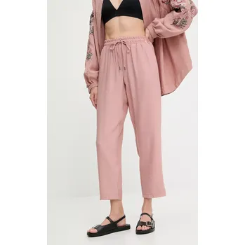 Dámské kalhoty Kalhoty Answear.LAB dámské, růžová barva, high waist 39362.tos 30X, vel. M