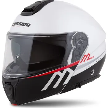 Helma na motorku CASSIDA přilba Modulo 2.1 Compass bílá perleť/černá/červená/stříbrná plexi s přípravou pro Pinlock 2026 - XS