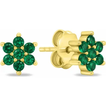Náušnice Brilio Silver Půvabné pozlacené náušnice se zelenými zirkony EA846YG + 2 měsíce na vrácení zboží