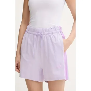 Dámské kraťasy Kraťasy adidas Essentials dámské, fialová barva, s aplikací, high waist, JD0909 40X, vel. L