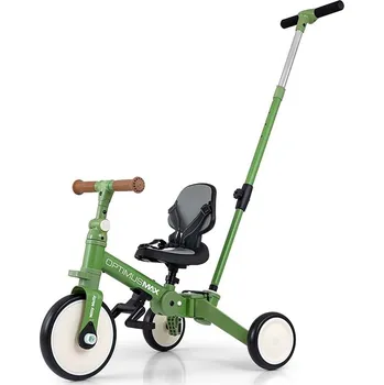 Odrážedlo Dětská tříkolka 5v1 Milly Mally Optimus Max s vodící tyčí green