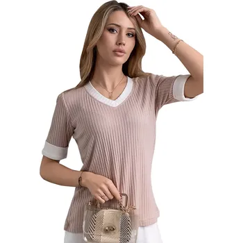 Dámská halenka Dámská halenka 1225_05 HAJDAN – Stylový krátký rukáv Barva/Velikost: starorůžová / XS/S