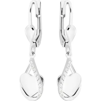 Náušnice GEMMAX Visací náušnice Srdíčka z bílého zlata – zlatý šperk ryzosti 585/1000 v Dárkovém balení s Certifikátem GLEWB-02990