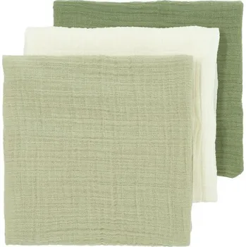 Meyco Mušelínové pleny 3 ks balení Natural/soft olive/olive green