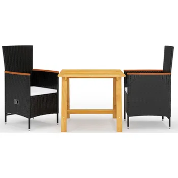 3dílný zahradní jídelní set černý Černý3068705