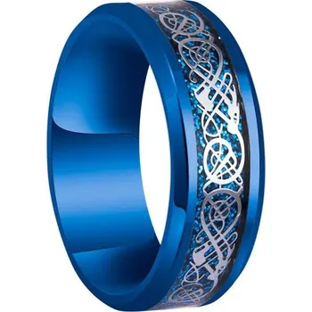 Prsten Ocelový keltský prsten pro muže | pánský šperk - Modrá stříbrná , 13