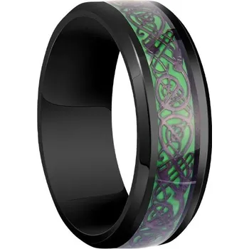 Prsten Ocelový keltský prsten pro muže | pánský šperk - Černá zelená , 12
