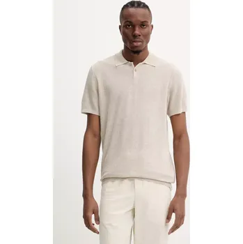 Polo tričko s lněnou směsí A.P.C. polo jay VIAJC.H23315 béžová 02X, vel. XL