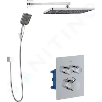 Sprchový set kielle Arkas I Sprchový set s termostatickou baterií pod omítku, pro 2 spotřebiče, s příslušenstvím a tělesem, chrom, 20611SPT20