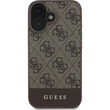 Pouzdro na mobilní telefon Guess PU 4G Stripe Zadní Kryt pro iPhone 16 Hnědá Stylový zadní kryt Guess pro iPhone spojuje prémiovou ochranu s ikonickým módním designem. Ideální volba pro ty, kteří chtějí chránit telefon s elega
