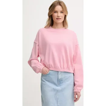 Dámská mikina Bavlněná mikina United Colors of Benetton dámská, růžová barva, hladká, 39BLD109O 03X, vel. L