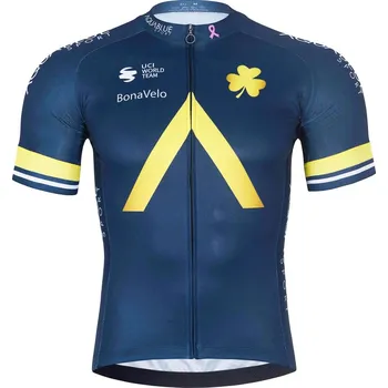 cyklistický dres BONAVELO Cyklistický dres s krátkým rukávem - AQUA BLUE - modrá/zlatá XS