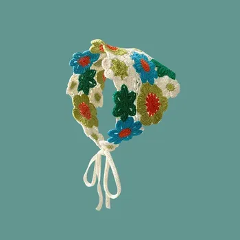 Čelenka Pletená vintage čelenka s květinovým vzorem pro ženy | vlasové doplňky - 1