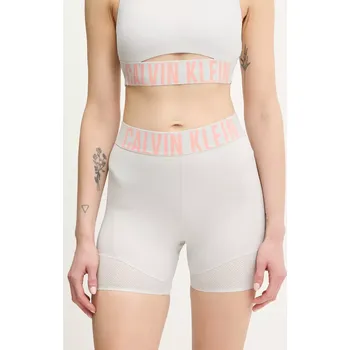 Dámské kraťasy Tréninkové šortky Calvin Klein Performance dámské, šedá barva, s potiskem, high waist, LVGWS5L704 09X, vel. XL