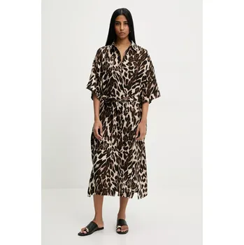 Dámské šaty Šaty Answear.LAB hnědá barva, midi, oversize QED3510.ums 88X, vel. S/M