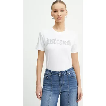 Pánské tričko Bavlněné tričko Just Cavalli 78PAHE12.CJ110 bílá 00X, vel. L