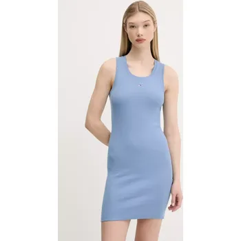 Dámské šaty Šaty Tommy Jeans modrá barva, mini, přiléhavé, DW0DW20674 95X, vel. XS