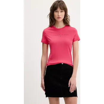 Pánské tričko Bavlněné tričko Tommy Jeans růžová barva, DW0DW20315 42X, vel. S