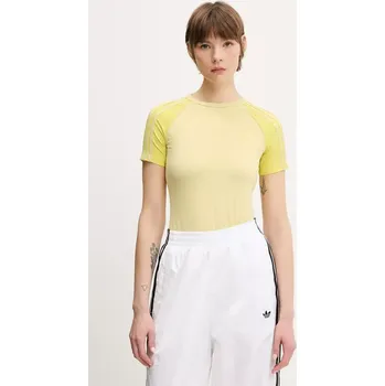 Tričko adidas Originals 3-Stripes dámské, žlutá barva, JC6679 10X, vel. XXS