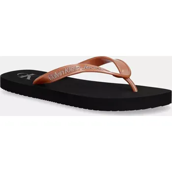 Dámské žabky Žabky Calvin Klein Jeans BEACH SANDAL MONOLOGO TPU dámské, oranžová barva, na plochém podpatku, YW0YW01719 24X, EUR 37