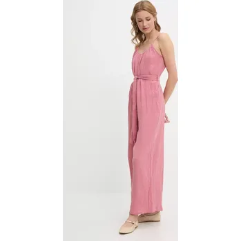 Dámský overall Bavlněná kombinéza Answear.LAB růžová barva, s kulatým výstřihem ps8638.fos 30X, vel. M