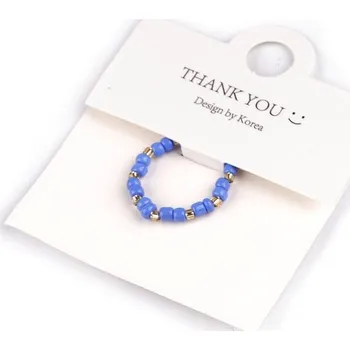 Prsten Prsten pružný z korálků - 7 modrá