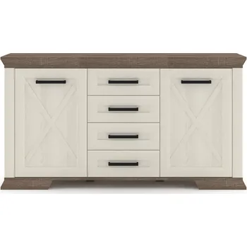 Komoda BELLUNO - Komoda 2D4S, lamino bříza bílá/ dub sonoma tmavý (Marsel 006= 5BALÍKŮ )(UG) (K150)