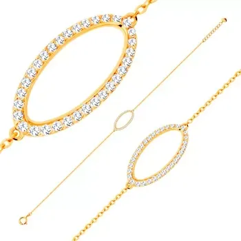 Náramek Náramek ze žlutého 14K zlata - třpytivý obrys oválu se zirkony čiré barvy