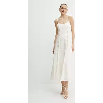 Dámské šaty Šaty s příměsí lnu Twinset béžová barva, maxi, 251TT2070 01X, vel. 36