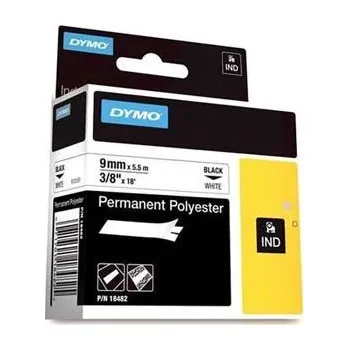 Pásek do tiskárny DYMO Originální páska RHINO 18482 9mm x 5,5m černý tisk/bílý podklad (18482) Pro tiskárny štítků DYMO
