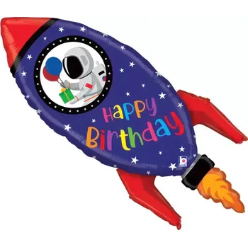 Balónek Foliový balonek Raketa Happy Birthday 91 cm