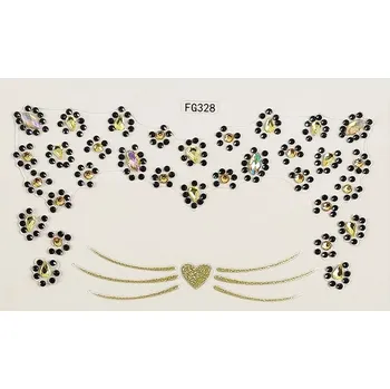 Odstranitelné tetování Třpytivá kočičí tetovací samolepka na obličej a tělo | dočasné tetování, karnevalová ozdoba - F28