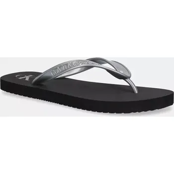Dámské žabky Žabky Calvin Klein Jeans BEACH SANDAL MONOLOGO TPU dámské, stříbrná barva, na plochém podpatku, YW0YW01719 SLV, EUR 37