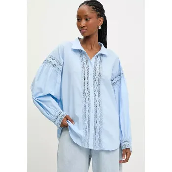 Dámská košile Bavlněná košile Answear.LAB dámská, modrá barva, relaxed, s klasickým límcem 9610.FLK 55X, vel. S/M