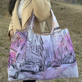 Skládací velká nákupní taška přes rameno | cestovní taška - B12