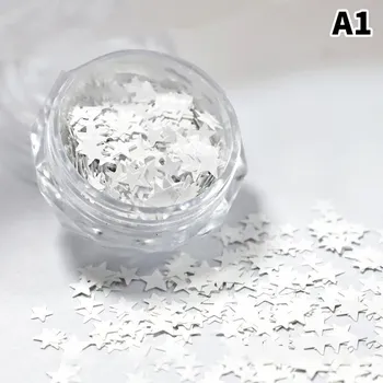 Zrcadlové třpytky hvězdičky a srdíčka na nehty | ozdoby na nehty, flitry - styl01