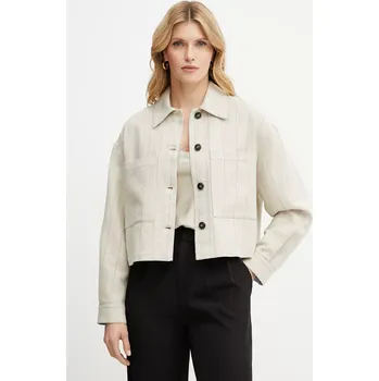 Dámská casual bunda Košilová bunda ze lněné směsi MAX&Co. béžová barva, 2516041024200 80X, vel. 36