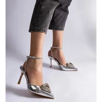 Dámské lodičky Dámské lodičky na jehlovém podpatku H8-550 / 207201 Stříbrná - Joia stříbrná 41