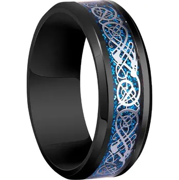 Prsten Ocelový keltský prsten pro muže | pánský šperk - Černá modrá-771 , 11
