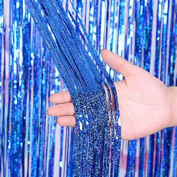 Party dekorace Třásňový závěs na zeď pro oslavu | dekorace na party - Laserová modrá