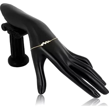 Náramek Zlatý 14K náramek - kulaté čiré zirkony v objímkách, blýskavý řetízek